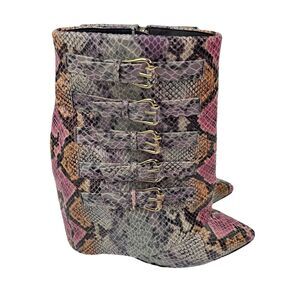 Nelly Bernal Highlife Multi Snake Wedge Ankle Boot Booties Boots Women's 7M